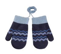 Kids Winter Warm Knitted Mittens On String 1-4 Years Soft Thermal Fleece Lined Mittens Toddler Thick Wave Hanging Neck Full Finger Glove with Plush Lining Magic Stretch Mitten Insulated Ski Snow Glove