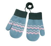 Kids Winter Warm Knitted Mittens On String 1-4 Years Soft Thermal Fleece Lined Mittens Toddler Thick Wave Hanging Neck Full Finger Glove with Plush Lining Magic Stretch Mitten Insulated Ski Snow Glove