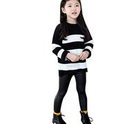 Kids Winter Warm Leggings Stretch Girls Faux Leather Fleece Pants Thick Trousers Baby Girl Clothes (Black, 3-4 Years)