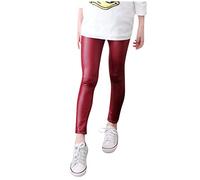 Kids Winter Warm Leggings Stretch Girls Faux Leather Fleece Pants Thick Trousers Baby Girl Clothes (Red, 11-12 Years)