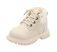 Kids' Winter Warm Shoes Fleece Lined Thickened Patent Leather Short Boots, Waterproof Lightweight Anti-Slip Cotton Shoes for Boys & Girls, Toddlers' Warm Footwear White