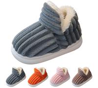 Kids Winter Warm Slippers Boys Fleece Slipper Boots Kids Fluffy Slippers Non-Slip Comfy Children Winter House Shoes Warm Indoor Sliders Kids Casual Soft Lightweight Boots (Grey, 11.5 Little Child)