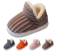 Kids Winter Warm Slippers Boys Fleece Slipper Boots Kids Fluffy Slippers Non-Slip Comfy Children Winter House Shoes Warm Indoor Sliders Kids Casual Soft Lightweight Boots (Coffee, 6 Infant)