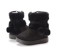 Kids Winter Wellies, Toddler Outdoor Non-Slip Booties, Girls Boys Snow Boots Warm Fleece Rain Boots Children Wellington Shoes With Pom Outdoor Footwear Size UK 12.5