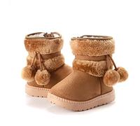 Kids Winter Wellies, Toddler Outdoor Non-Slip Booties, Girls Boys Snow Boots Warm Fleece Rain Boots Children Wellington Shoes With Pom Outdoor Footwear 18-24 Months