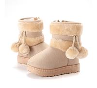 Kids Winter Wellies, Toddler Outdoor Non-Slip Booties, Girls Boys Snow Boots Warm Fleece Rain Boots Children Wellington Shoes With Pom Outdoor Footwear Size UK 1
