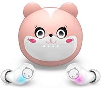 Kids Wireless Bluetooth Earbuds, Hi-Fi Stereo Bluetooth 5.1 Touch Headphones with Cartoon Charging Case for Small Ears Kids Adults, Pink Kitten