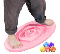 Kids Wobble Balance Board with 5 Balls, 30° Rocking Board for Developmental Training, 11.8x14.2 Inch Balance