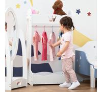 Kids Wood Clothes Rack Hall Tree with Storage Shelves Freestanding Wardrobe HOMCOM White One Size