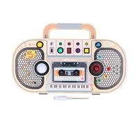 Kids Wood Sensory Board Sound Recorder, Wooden Sensory Toy With LED Light, Educational Analog Tape Recorder Sensory Activity Board For Boys And Girls, Shape Switch Toy With Carryin