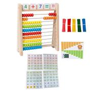 Kids Wooden Abacus with Counting Beads Number Cards and Math Operations Chart for Preschooler Students Hands on Learning Safe Wooden Dolls