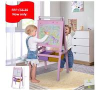 Kids Wooden Art Easel Paper Roll Double-Sided Chalkboard board