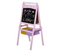 HOMCOM Kids Wooden Art Easel with Paper Roll Double-Sided Chalkboard, Whiteboard