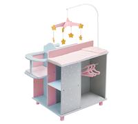 Kids Wooden Baby Doll Changing Station with Storage, Grey/Pink by Teamson Kids