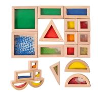 Kids Wooden Blocks - 15-Piece Educational Learning STEM Toy, Sensory Sorting Brick Stacking, Preschool Building Set | Birthday For Boys Girls Classroom Travel, Children Building Toys St