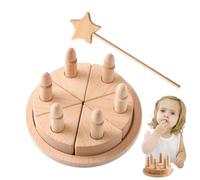 Kids Wooden Cake - Play Kitchen Toy, Learning Play Cakes | Wooden Birthday Cake Set Candles, Interactive Educational Toy For Creative Role Creative Early Years Plays Multifunctional Learning