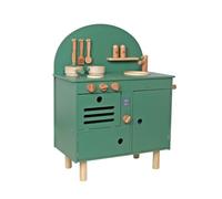 Kids Wooden Kitchen, Large Pretend Role Play Kitchen With Realistic Oven, Microwave and Sink With Taps, Kitchen Playset With Sounds And Lights For Kids With Utensils (Green)