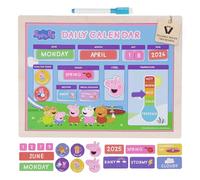 Kid's Wooden Magnetic Daily Calendar - Interactive Learning, Reusable Schedule, Fun Chore Chart - SparkJoy Set for a Colorful Daily Routine! Peppa Pig Wooden Calendar