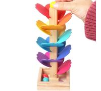Kids Wooden Music Tree Toy, Marble Run Tower, 15-Color Wooden Leaf Ball Drop Toy with 4, Enhances Color Recognition, Fine Motor Skills, for Home, Nursery, Preschool Activities
