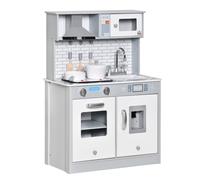 Kids Wooden Play Kitchen Grey 60x29x84cm E1 MDF Pretend Play Set Marble. 3-6yrs
