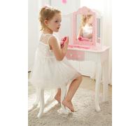 Kids Wooden Play Vanity Table Set, Twinkle Stars, Pink/White Teamson Kids Pink One Size