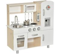 Kids Wooden Pretend Play Toy Kitchen Cooking Set Role Play Phone for Boys Girls White