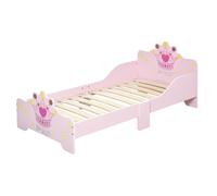 Kids Wooden Princess Crown & Flower Single Bed Safety Side Rails Slats