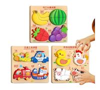 Kids Wooden Puzzles - Farm Animal Learning Game, Educational Children’s Puzzle Set | Interactive Brain-Boosting Activity For Problem-Solving Skills | Fun Toy For 4-6 Years Old, Boys, Girls, Travel