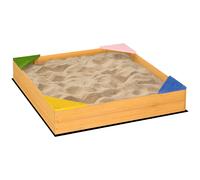 Outsunny Kids Wooden Sand Pit Sandbox w/ Seats, for Gardens, Playgrounds