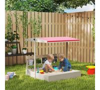 OUTSUNNY Kids Sandbox Wooden Sand Pit with Canopy, Kitchen Toys, Seat, Storage in Grey Outsunny Grey