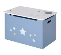 Kids Wooden Toy Box Blue White MDF 35.5H x55L x34W cm Storage Chest Side Handle