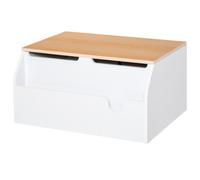 HOMCOM Wooden Kids Toy Box Children Storage Chest Organiser Book Slot Safety Hinge Playroom Furniture White