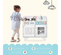 HOMCOM Kids Wooden Toy Kitchen Pretend Playset with Sink Faucet Pot for 3-6 Year