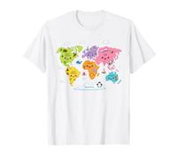 Kids World Map Animals Continents Educational Geography T-Shirt