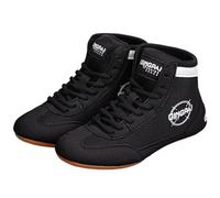Kids Wrestling Shoes,Unisex's Boxing Boots,Youth Boxing Shoes,Suede Leather,Breathable Mesh,Various Sizes and Colours,for Children Teenagers Adults Warm Black