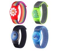 Kids Wristband for AirTag, Adjustable Nylon Watch Strap, Tracker Case, Breathable Waterproof GPS Tracker Case, Anti-Lost Wristband for Toddlers (Red/Green/Black/Blue)