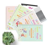 Kids Writing Practice Book - 4pcs Grooved Alphabet, Reusable Handwriting Copybook Thickened Cardboard English Text Tracing Practice Fine Motor Skills Portable | Perfect for Daycare