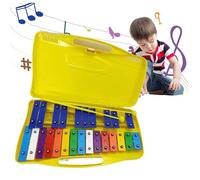 Kids Xylophone 25 Note Colorful Metal Keys Glockenspiel with Case & Two Percussion Mallets Xylophone for Beginners Music Teaching Kids 4+ Years Old Gifts, Yellow