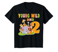 Kids Young Wild Two Years Old Zoo Animal 2nd Birthday Kids T-Shirt