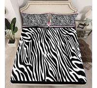 Kids Zebra Print Fitted Sheet Wild Animal Bed Sheet Set for Boys Girls Teens Bedroom Decor Wildlife Polka Dots Bedding Set Set Women Men Pink Black White Bed Cover With 1 Pillow Case Single
