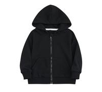 Kids Zip up Hoodies Girls Boys Classic Plain Full Zip-Up Hooded Coat Zipper Top Jacket Warm Zipped Coats Long Sleeve School Sweat Hoodie Casual Fashion Children for Girl Boy Age 2-10 Years Black