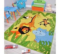 Kids Zoo Animals Dinosaur Rugs Washable Nursery Playroom Bedroom Colourful Childrens Toddler Soft Durable Play Mats (Zoo Animals, 80cm x 120cm)