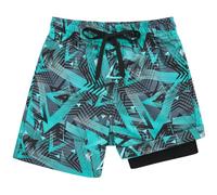 Kids4ever Boys Swim Shorts 3D Geometry Graphic Swimming Trunks Compression Liner Anti Chafe Bathing Shorts for Surfing Holiday Swimwear 7 Years