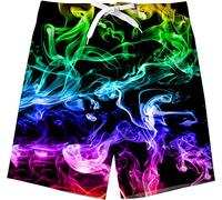Kids4ever Boys Swim Trunks 9-10 Years Funny Colorful Pattern Quick Dry Swimming Shorts Elastic Waist Surfing Holiday Beach Boardshorts