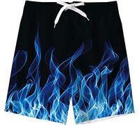 Kids4ever Boys Swimming Shorts Cool Flame 3D Printed Swimming Trunks Summer Quick Dry Breathable Beach Shorts with Two Side Pockets 7-8 Years