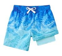 Kids4ever Boys Swimming Shorts with Compression Liner 3D Printed Swim Trunks Kids Summer Quick Dry Beach Shorts 14-16 Years