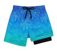 Kids4ever Boys Swimming Trunks with Compression Liner Anti Chafe Bathing Shorts 2 in 1 Quick Dry Swim Shorts Hawaii Beach Boardshorts 10-12 Years