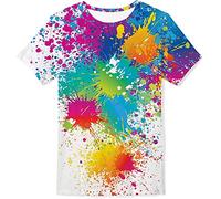 Kids4ever Boys Teenagers T-Shirt Funky 3D White Graffiti Prints Casual Crewneck Short Sleeve Tee Shirt for Aged 13-14 Years Kids