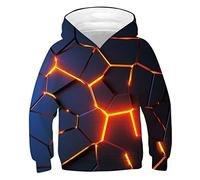 Kids4ever Child 3D Geometry Print Graphic Pullover Hoodies Funny Sportwear Long Sleeve Jumpers Sweatshirt Hoody for 12-13 Years Boys Girls with Pockets