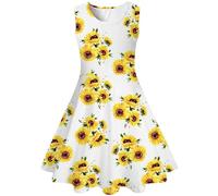 Kids4ever Girls Summer Dress Sunflower Dress Party Kids A-Line Dresses 4-5 Years